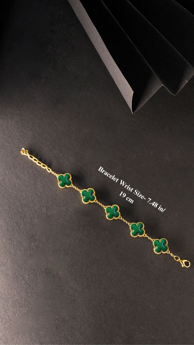Luxurious 18k Gold Plating Four-Leaf Clover Jewelry Set - Necklace, Bracelet & Earrings (Combo Deal)