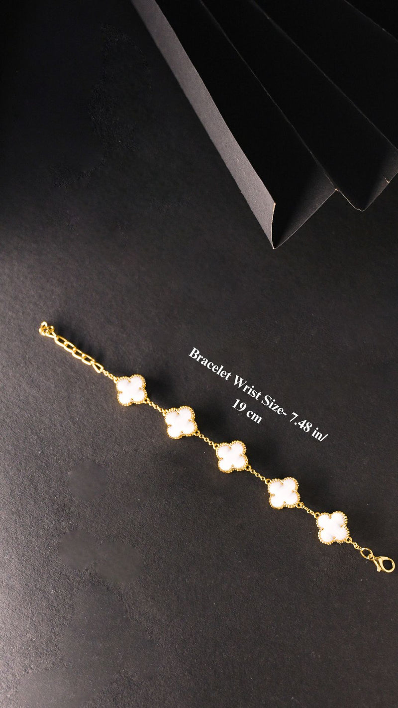 Luxurious 18k Gold Plating Four-Leaf Clover Jewelry Set - Necklace, Bracelet & Earrings (Combo Deal)