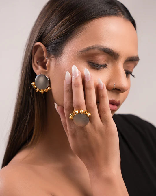 Ghungroo Glam Set – Bracelet, Ring, Studs & Danglers (4-Piece Collection)