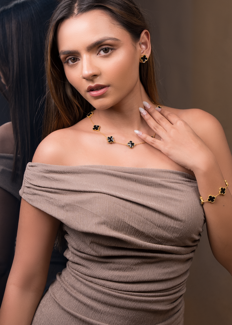 Luxurious 18k Gold Plating Four-Leaf Clover Reversible Bracelet