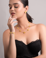 Luxurious 18k Gold Plating Four-Leaf Clover Jewelry Set - Necklace, Bracelet & Earrings (Combo Deal)