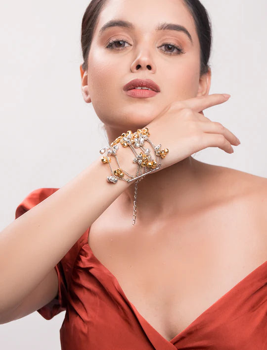 Ghungroo Glam Set – Bracelet, Ring, Studs & Danglers (4-Piece Collection)