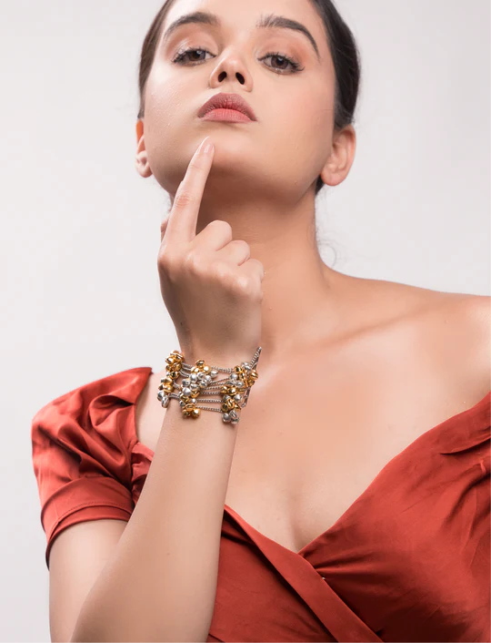 Ghungroo Glam Set – Bracelet, Ring, Studs & Danglers (4-Piece Collection)