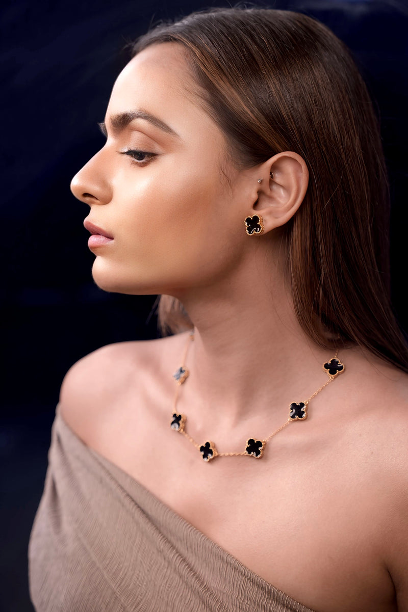 Luxurious 18k Gold Plating Four-Leaf Clover Necklace - Reversible