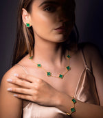 Luxurious 18k Gold Plating Four-Leaf Clover Jewelry Set - Necklace, Bracelet & Earrings (Combo Deal)