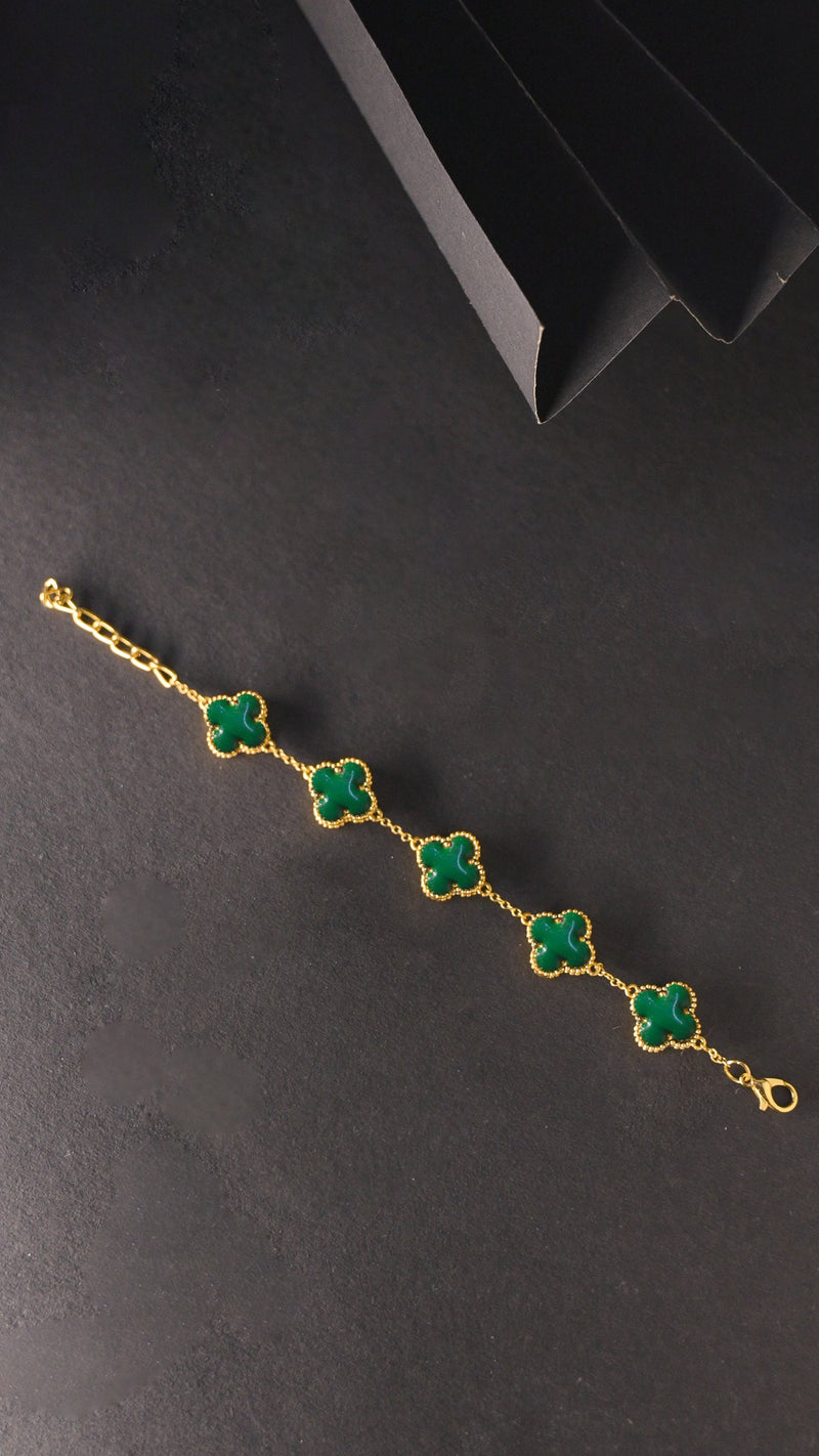 Luxurious 18k Gold Plating Four-Leaf Clover Reversible Bracelet