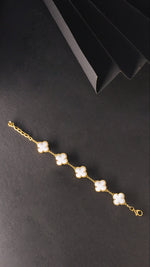 Luxurious 18k Gold Plating Four-Leaf Clover Reversible Bracelet
