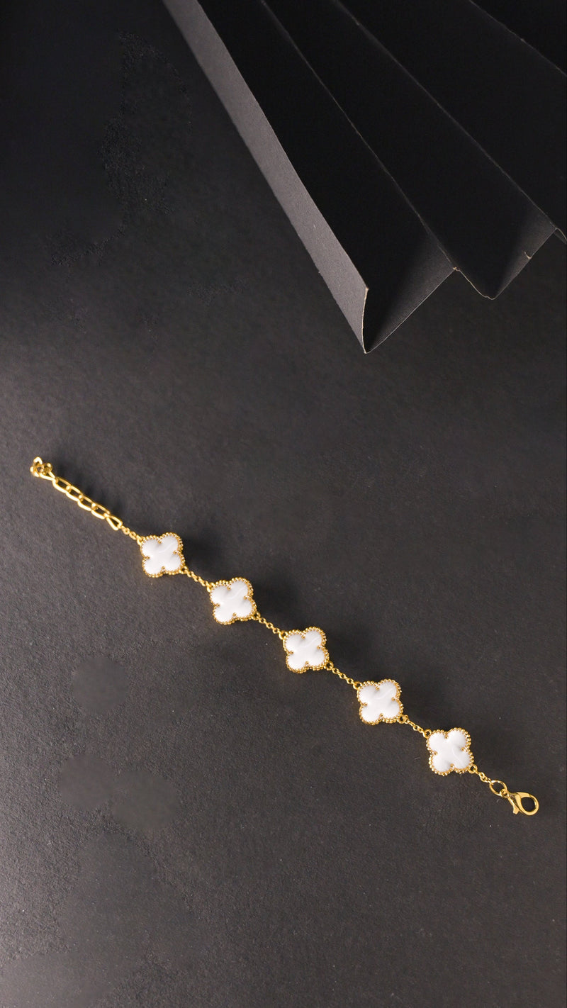 Luxurious 18k Gold Plating Four-Leaf Clover Reversible Bracelet