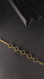 Luxurious 18k Gold Plating Four-Leaf Clover Reversible Bracelet