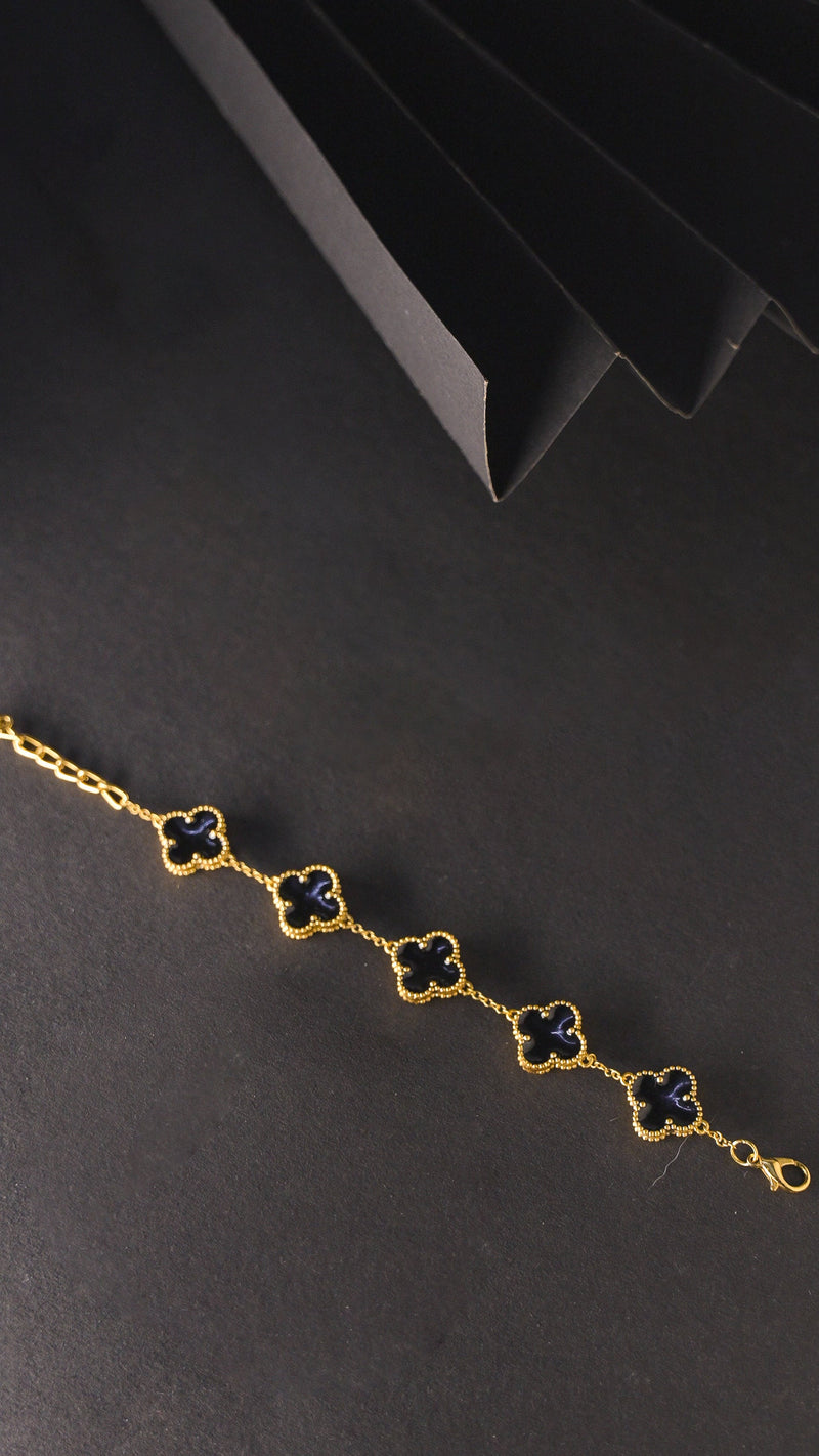 Luxurious 18k Gold Plating Four-Leaf Clover Reversible Bracelet