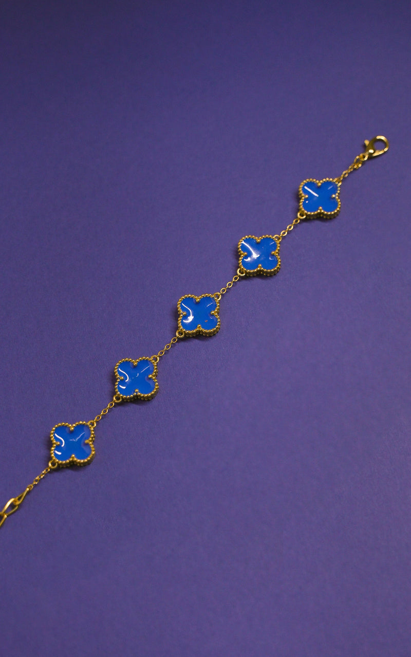 Luxurious 18k Gold Plating Four-Leaf Clover Reversible Bracelet