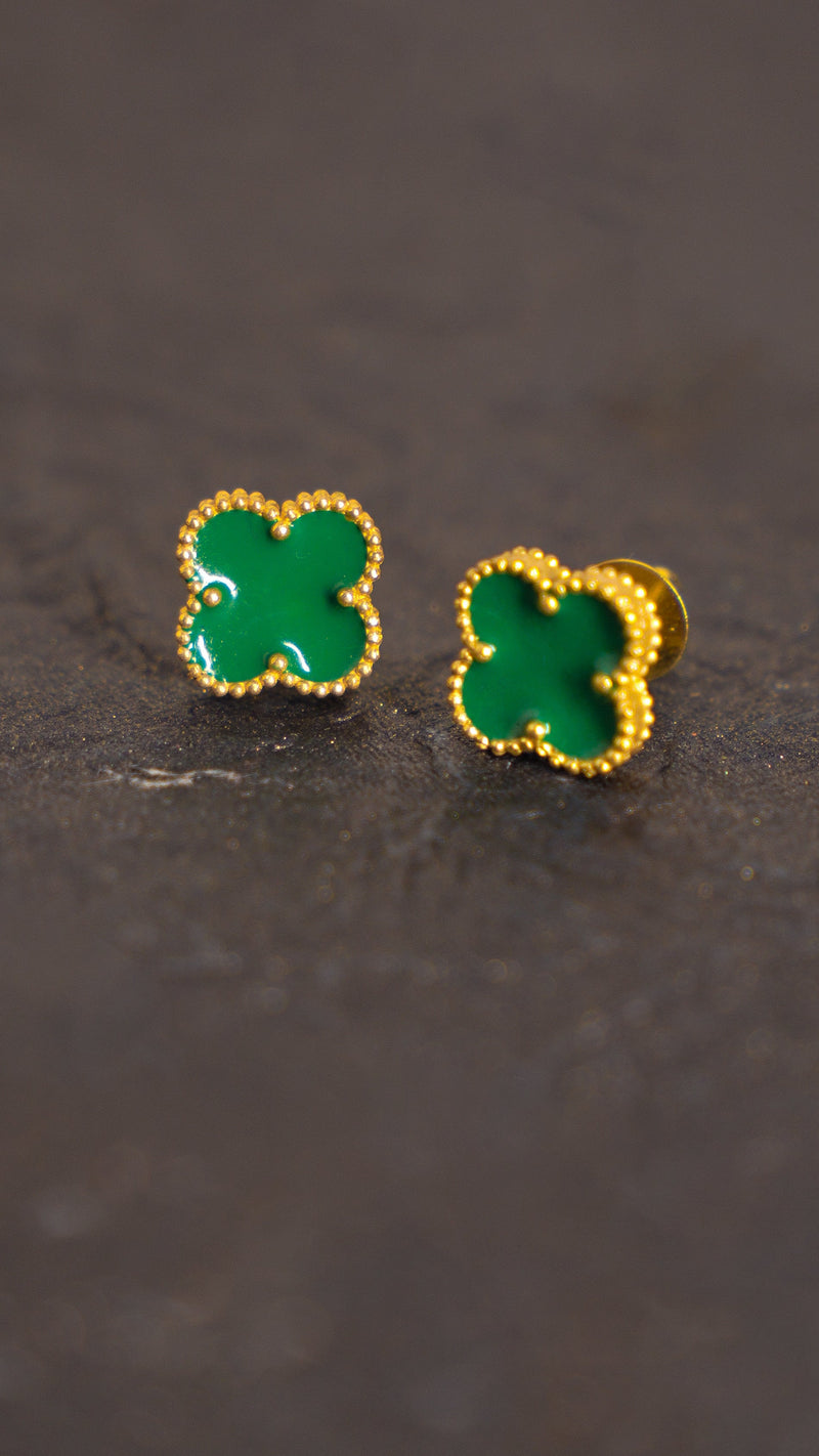 Luxurious 18k Gold Plating Four-Leaf Clover Earrings