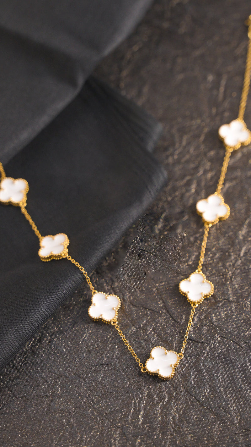 Luxurious 18k Gold Plating Four-Leaf Clover Necklace - Reversible