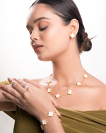 Luxurious 18k Gold Plating Four-Leaf Clover Jewelry Set - Necklace, Bracelet & Earrings (Combo Deal)