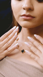 Luxurious 18k Gold Plating Four-Leaf Clover Jewelry Set - Necklace, Bracelet & Earrings (Combo Deal)